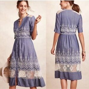 Anthropologie Eyelet Moulinette Seours Dress